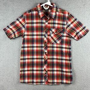 Outdoor Research Shirt Mens Large Colorful Plaid Short Sleeve Button Up Pale Ale